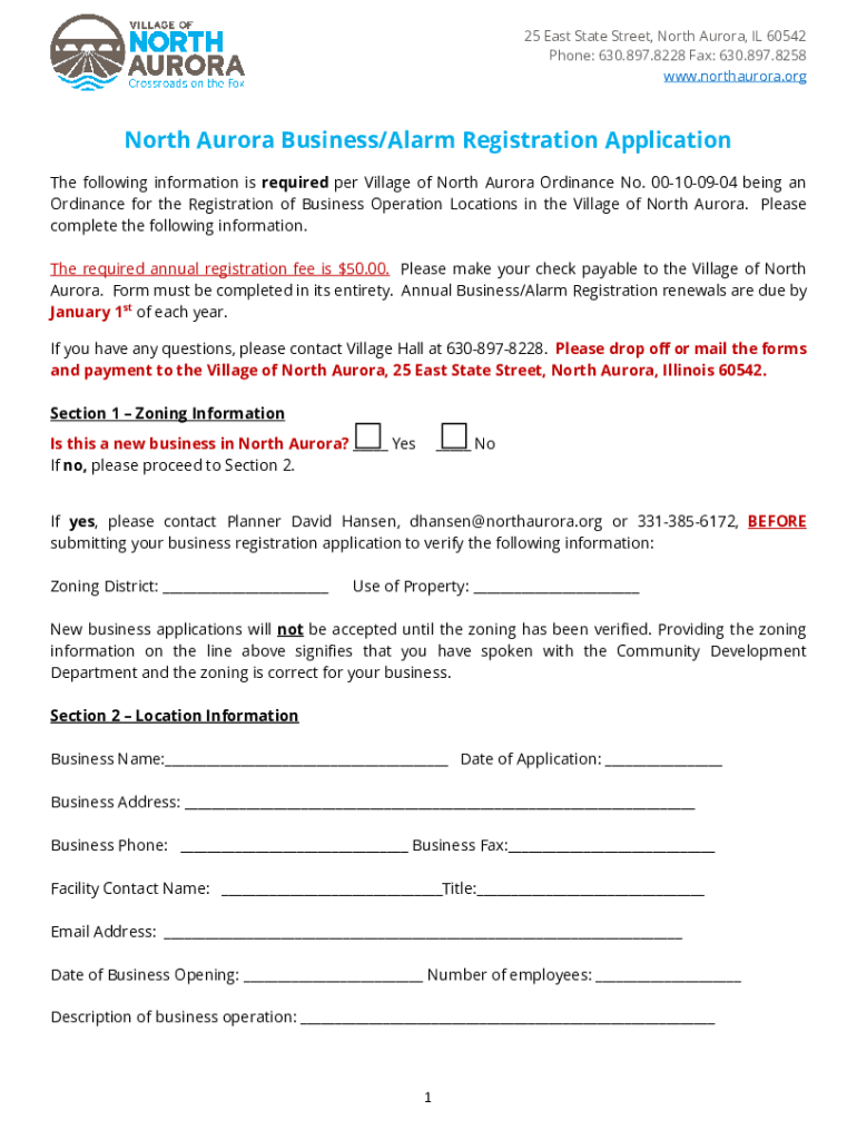 Fillable Online Building and Zoning Division Village of North Aurora Fax Email Print pdfFiller