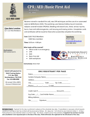 Fillable Online CPR/AED and First Aid for Adult and Pediatric Schedules ...