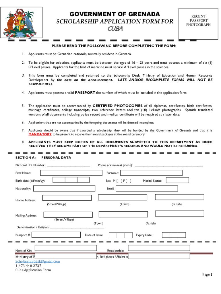 Fillable Online Government Of Grenada Cuba Application Form Fax Email Print PdfFiller fillable-online-government-of-grenada-cuba-application-form-fax-email-print-pdffiller