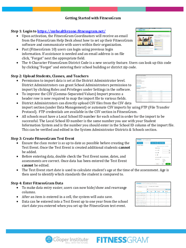 Fillable Online Getting Started with FitnessGram Step 1 Login to Fax Email Print pdfFiller
