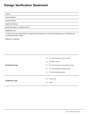 Fillable Online Design Verification Statement TemplateDevelopment ...