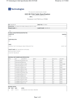 KX2-50 FAM Cable Specification