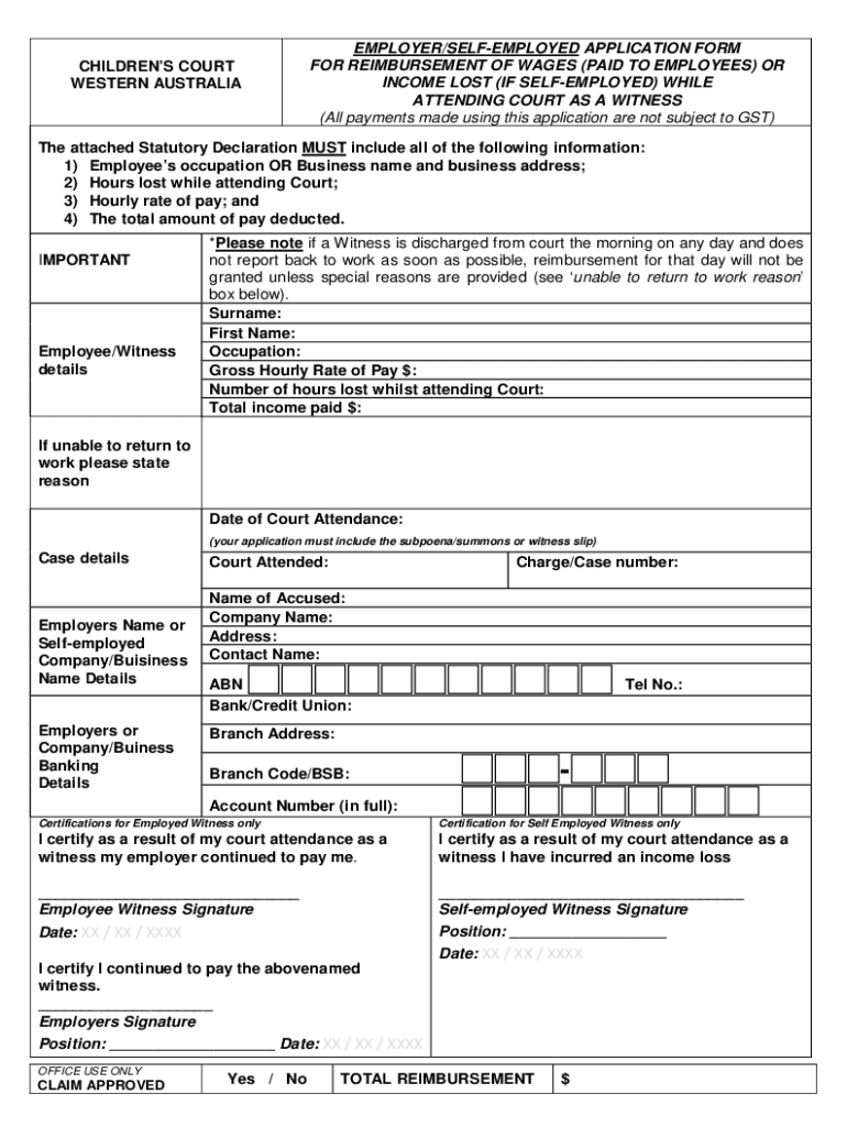 Fillable Online Jury Duty Reimbursement of wages and claims for
