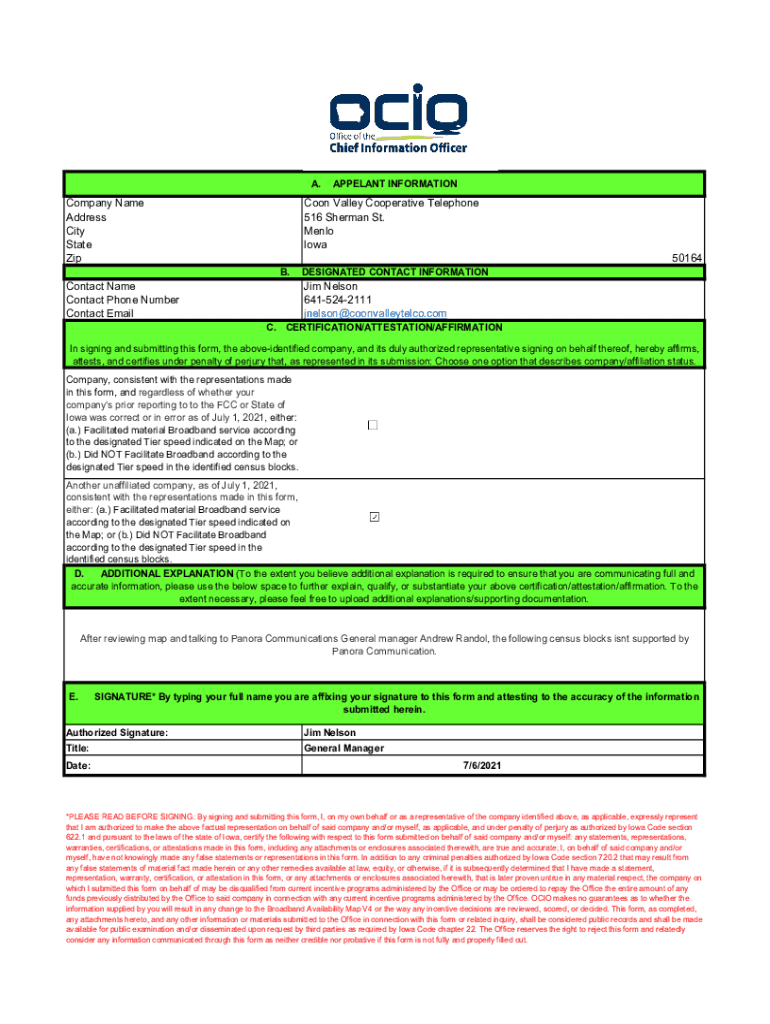 Fillable Online Home Coon Valley Cooperative Telephone Association