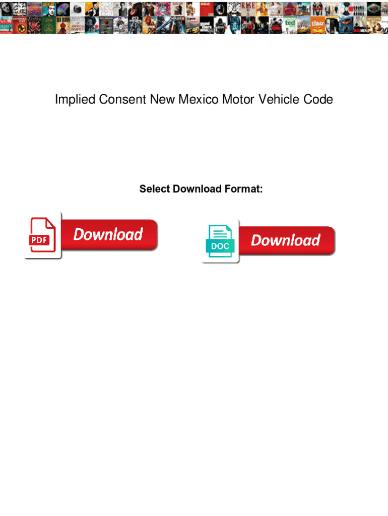 Fillable Online Implied Consent New Mexico Motor Vehicle Code. Implied Consent New Mexico Motor