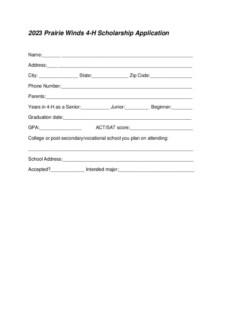 Fillable Online sppierre k12 sd Scholarship Opportunities4H Youth