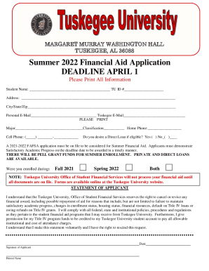Fillable Online tuskegee university - application for undergraduate ...