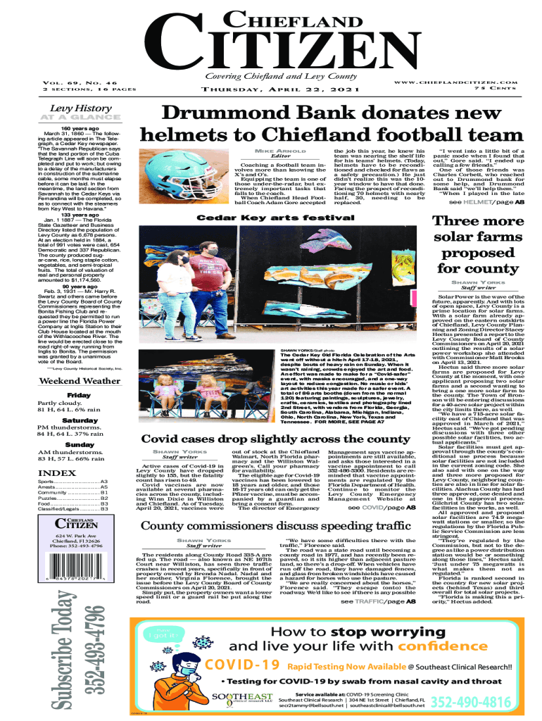 Fillable Online ufdcimages uflib ufl Drummond Bank donates new helmets to Chiefland football