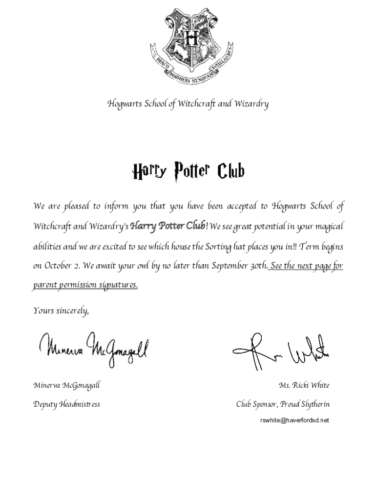 Fillable Online How to Get a Harry Potter Hogwarts Acceptance Letter ...