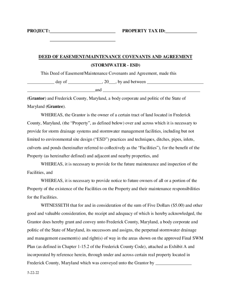 Fillable Online TAX ID NO. DEED OF EASEMENT/MAINTENANCE ... Fax Email ...