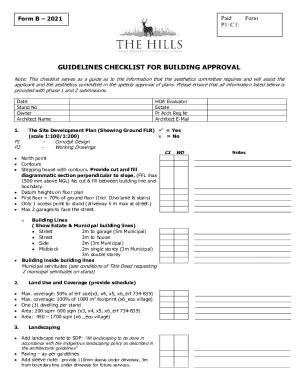 Fillable Online Form B Guidelines Checklist The Hills Fax Email Print ...