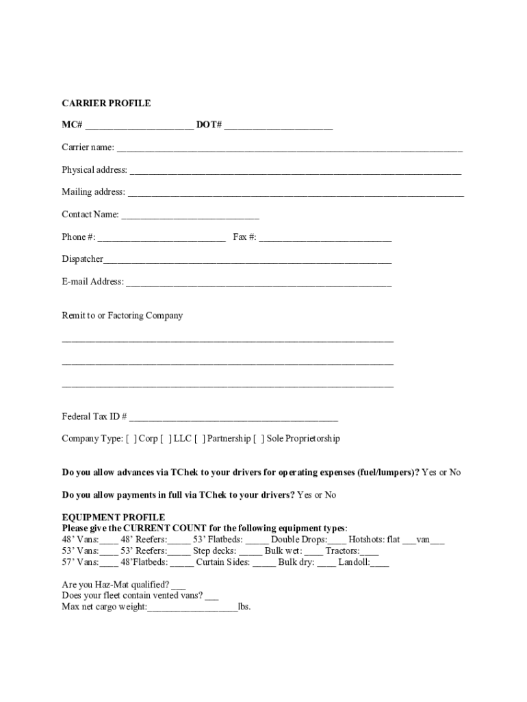 Fillable Online Create Your Free uShip Carrier Profile and Start