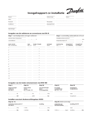 Inregelrapport cv-installatie