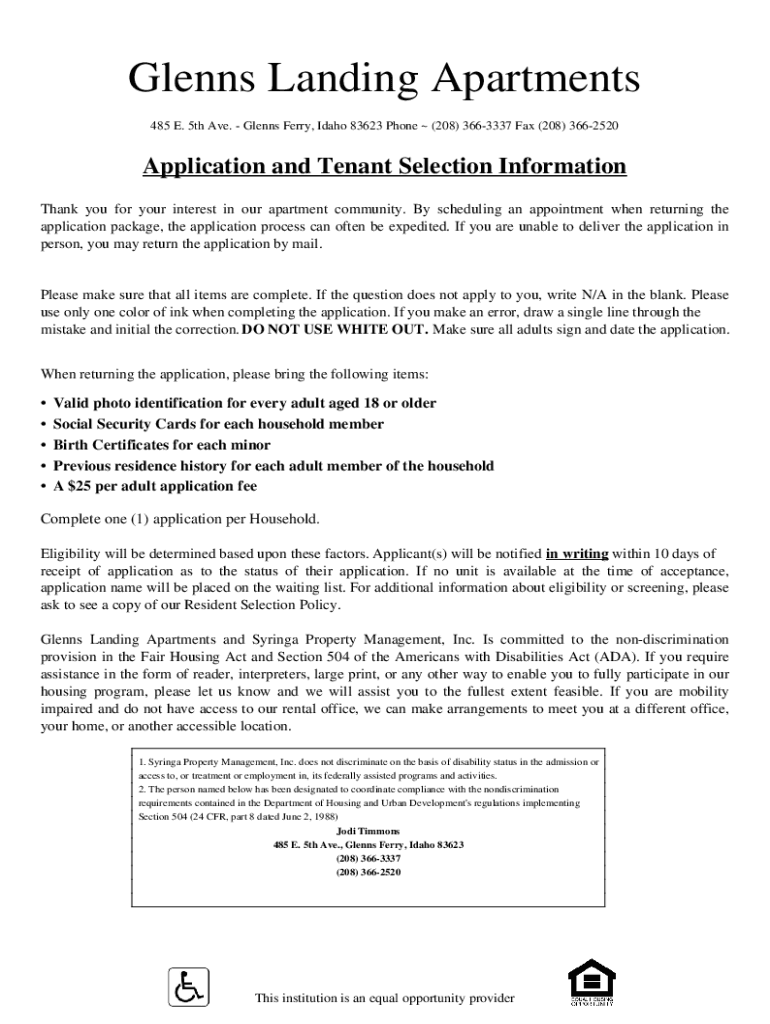 Fillable Online 485 E 5th Ave, Glenns Ferry, ID 83623 Apartment for