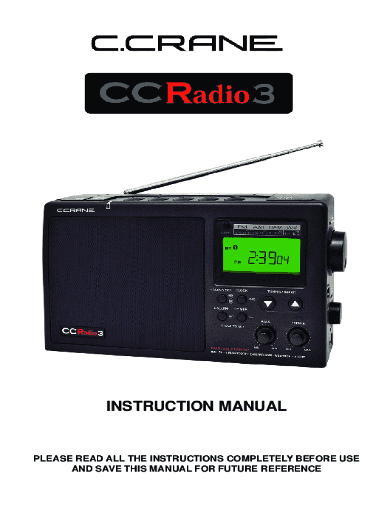 Fillable Online C. Crane CC Radio 2 Radio User Manual Fax Email Print