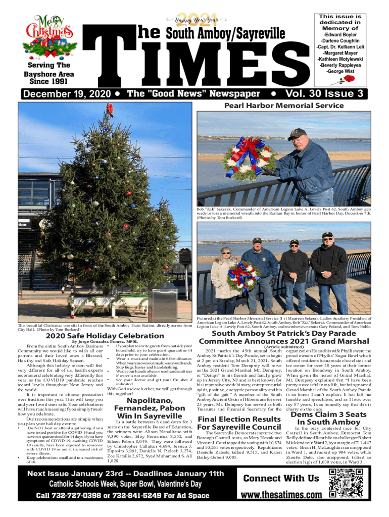 Fillable Online Pearl Harbor Memorial Service Final Election Results