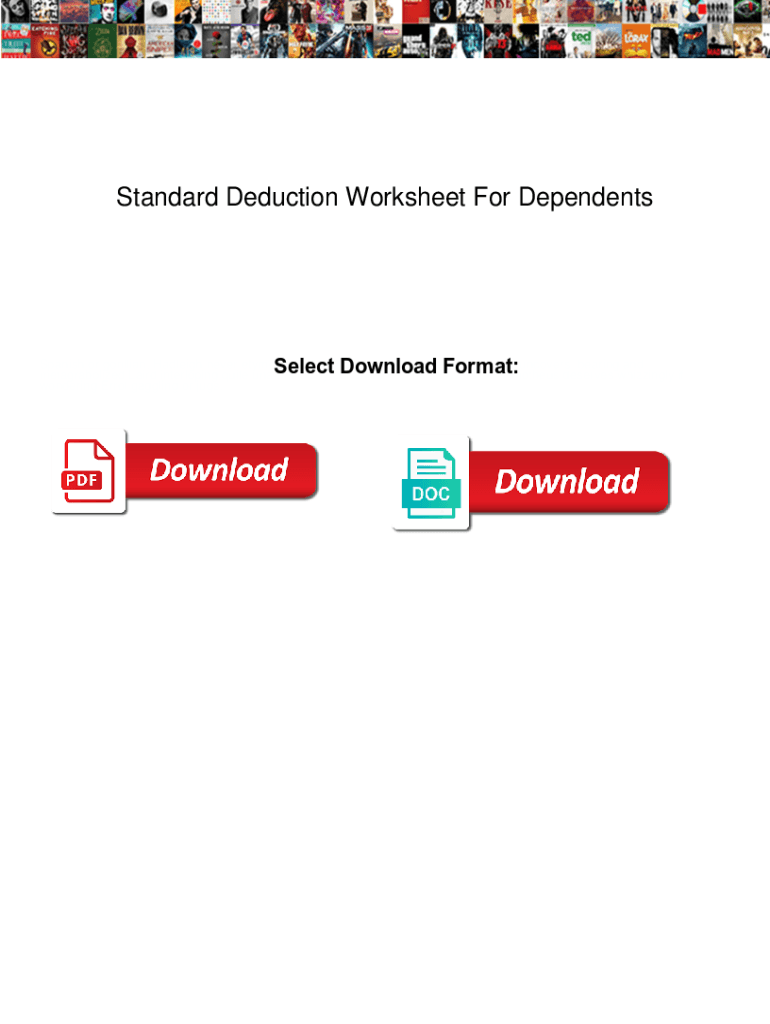 Fillable Online Standard Deduction Worksheet For Dependents Standard Fillable Online Standard Deduction Worksheet For Dependents Standard