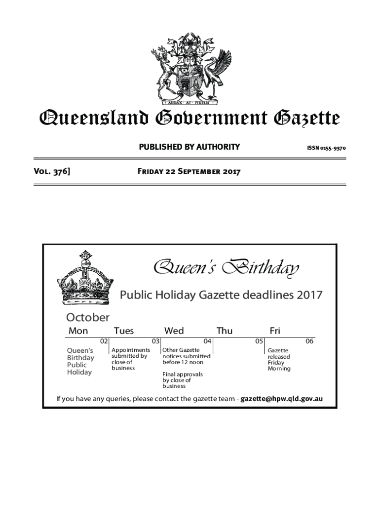 Fillable Online Changes to Australian Queen's Birthday public holiday