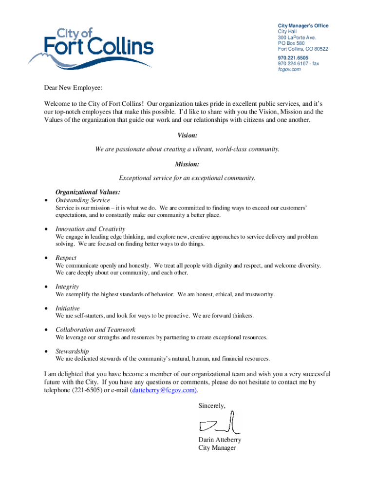Fillable Online City of Fort Collins City Hall Ingrid Decker Fax Email Print pdfFiller