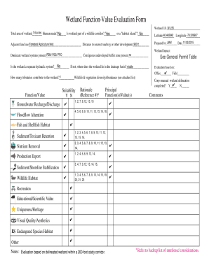 Wetland Function / Value Evaluation Form