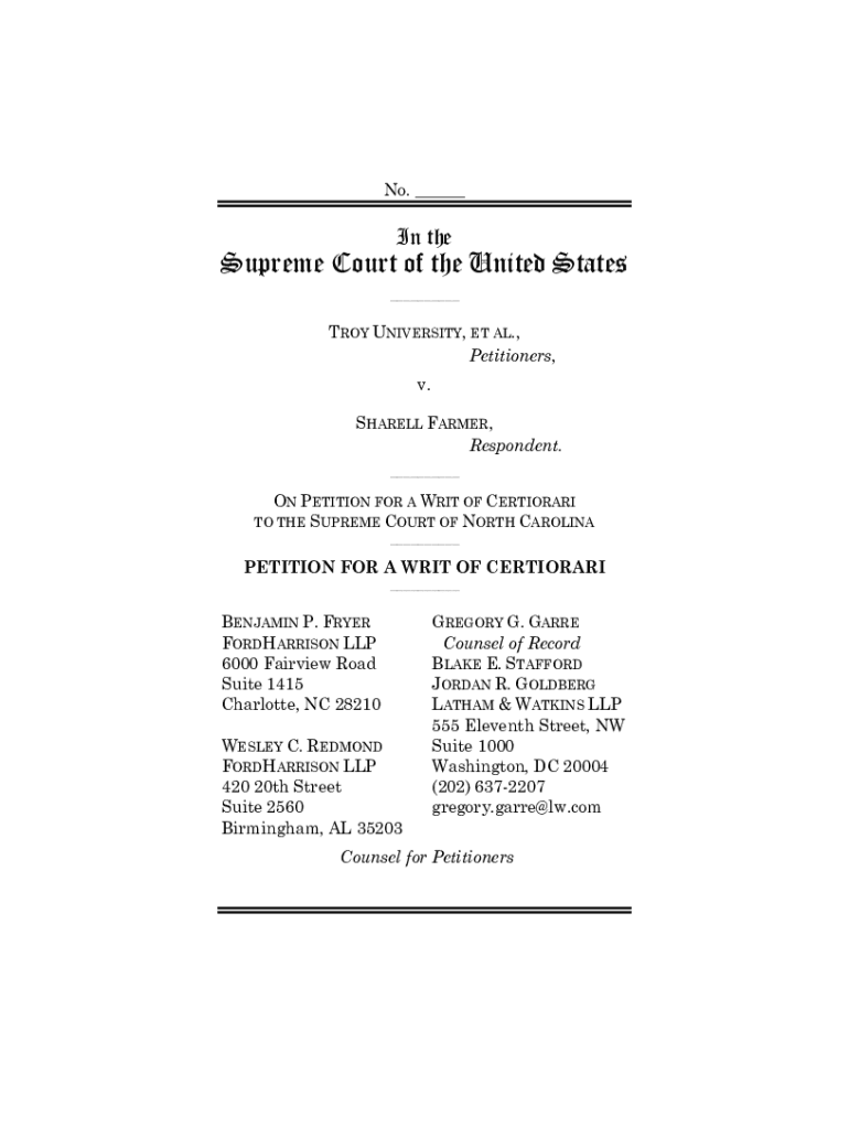 Fillable Online Petition For A Writ Of Certiorari Fax Email Print Fillable Online Petition For A Writ Of Certiorari Fax Email Print