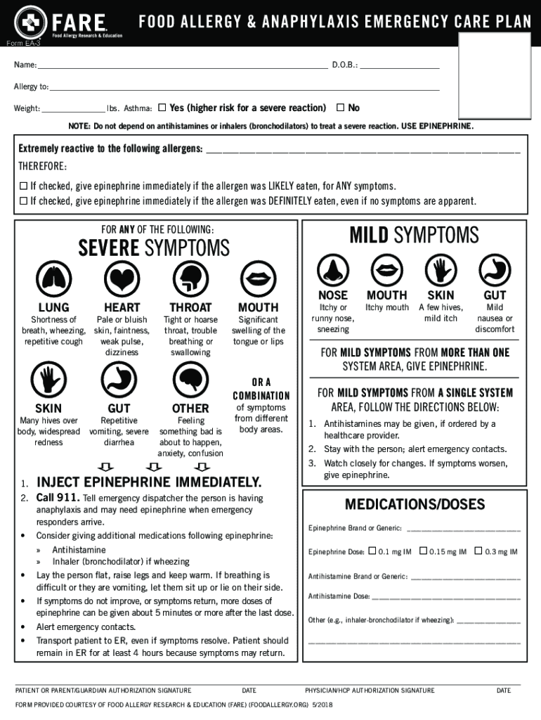 Fillable Online FARE Allergy Form English pdf Fax Email Print PdfFiller Fillable online fare allergy form english pdf fax email print pdffiller