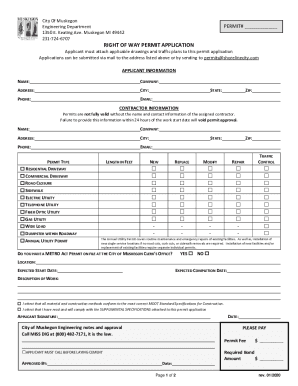 Fillable Online RIGHT OF WAY PERMIT APPLICATION Fax Email Print - pdfFiller