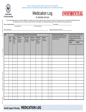 HSP155 Medication log. A used to grant authority for the administration ...