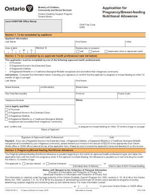 Application forPregnancy/Breast-feeding Nutritional Allowance
