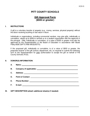 Fillable Online Gift Approval Form Fax Email Print