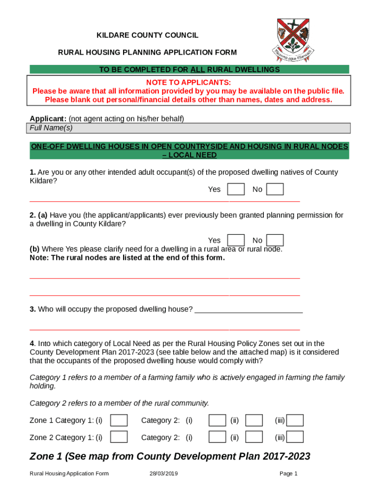 Rural Housing Application Kildare Planning Blog Doc Template pdfFiller
