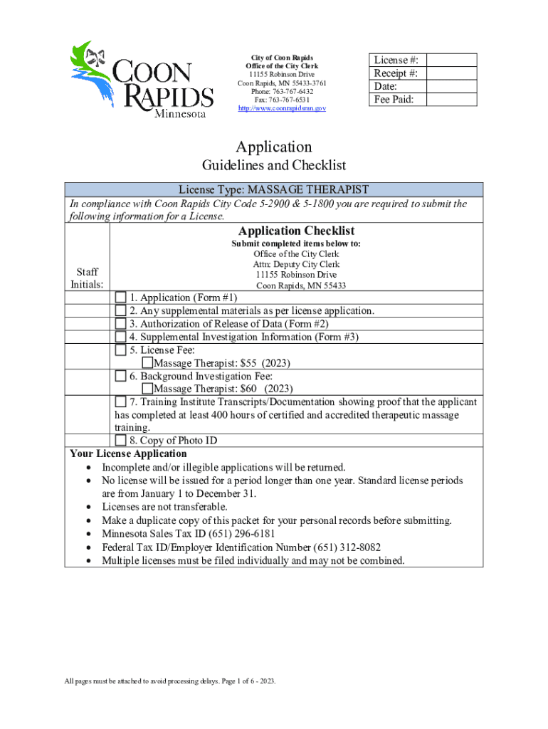 Fillable Online Fillable Online License Application City of Coon