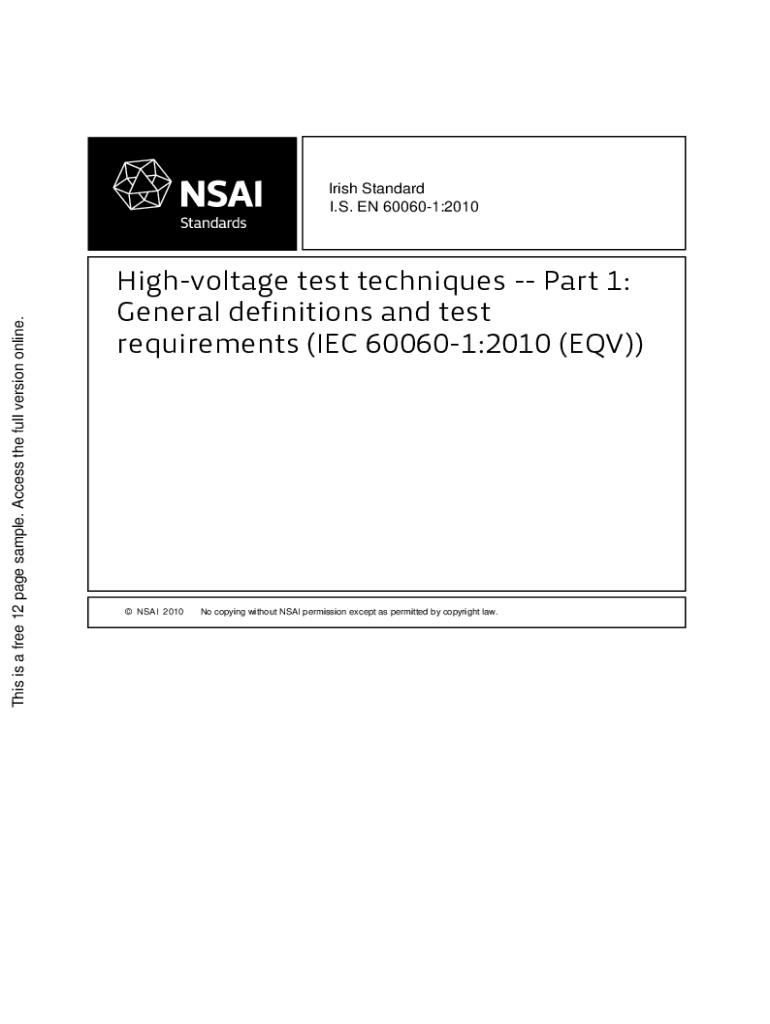 Fillable Online Highvoltage test techniques Part 1 General