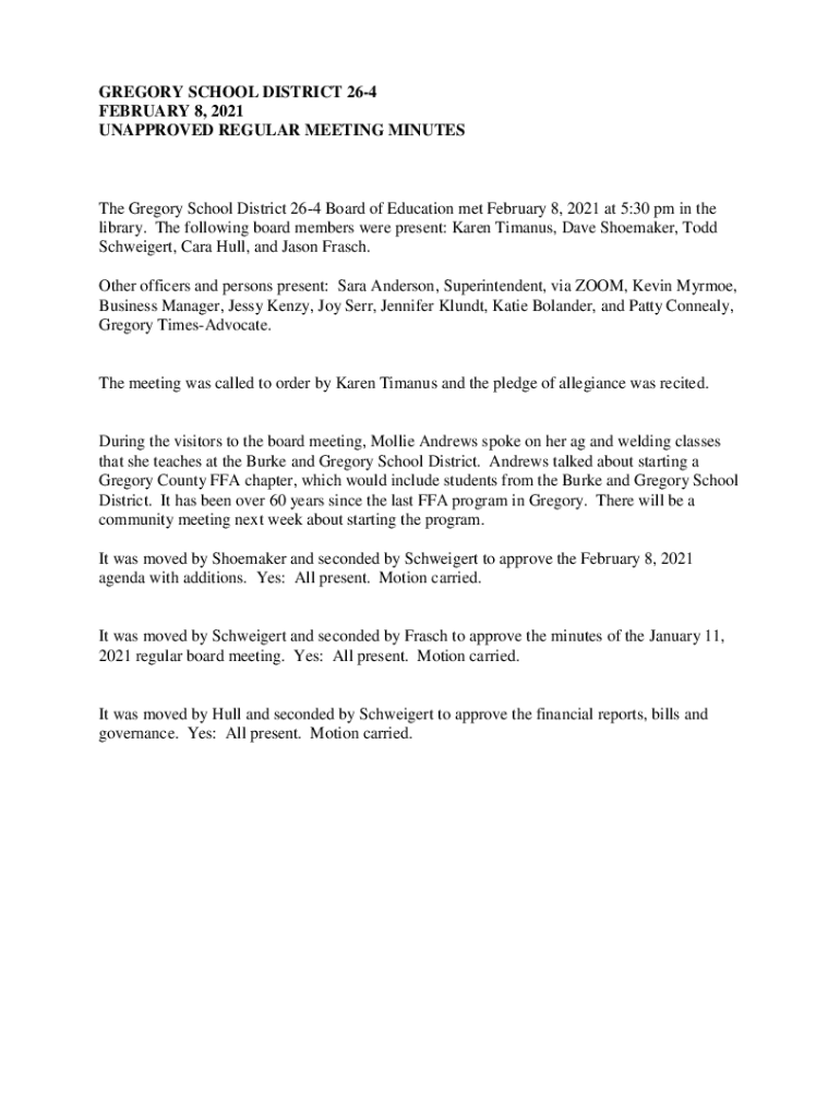 Fillable Online gregory k12 sd LIBRARY 285 E. Fax Email Print pdfFiller