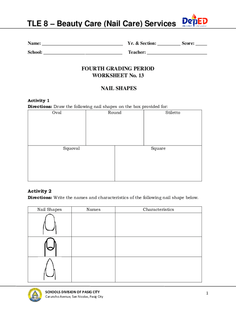 Fillable Online Final Las in Nail Care Services 3rd Quarter Week 1 8