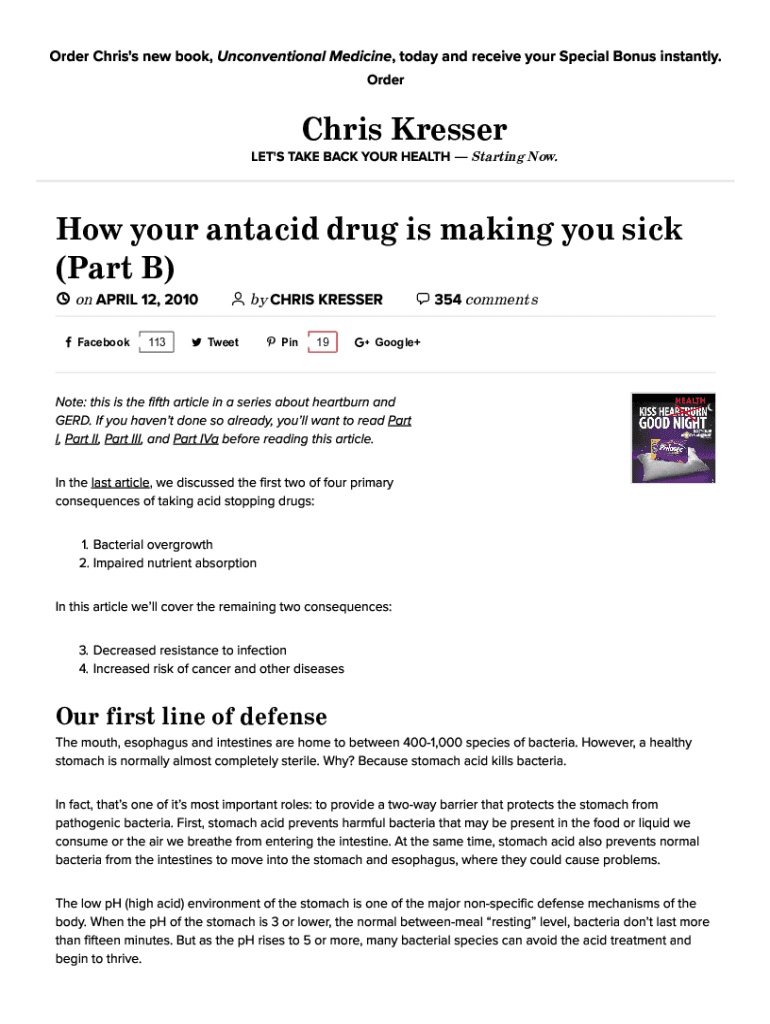 Fillable Online How Your Antacid Drug Is Making You Sick (Part A) Fax