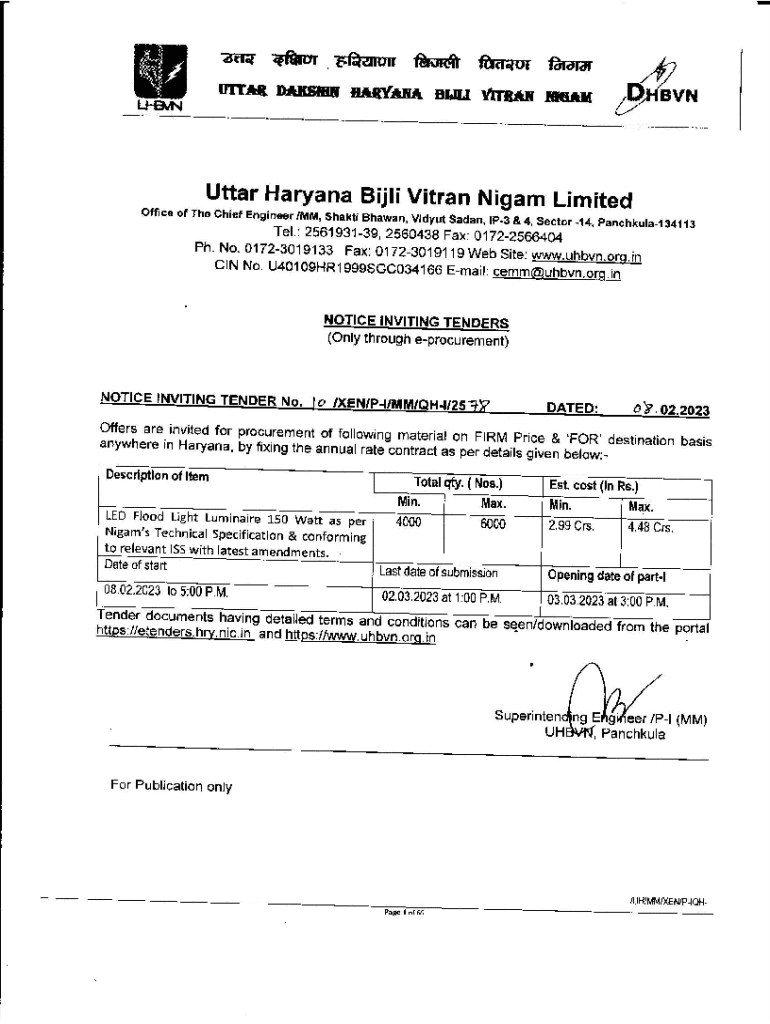 Fillable Online uhbvn org Office of The Chief Engineer/MM, Shakti