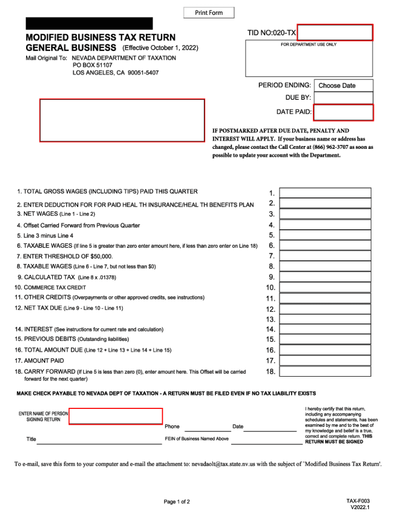 Visio- modified business tax FI 13 vsd - TAX-F003 MBT Return-General Businesses 10-1-22 Preview on Page 1