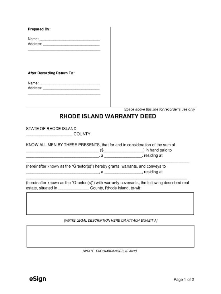 Fillable Online Rhode Island Special Warranty Deed Form Fax Email Print