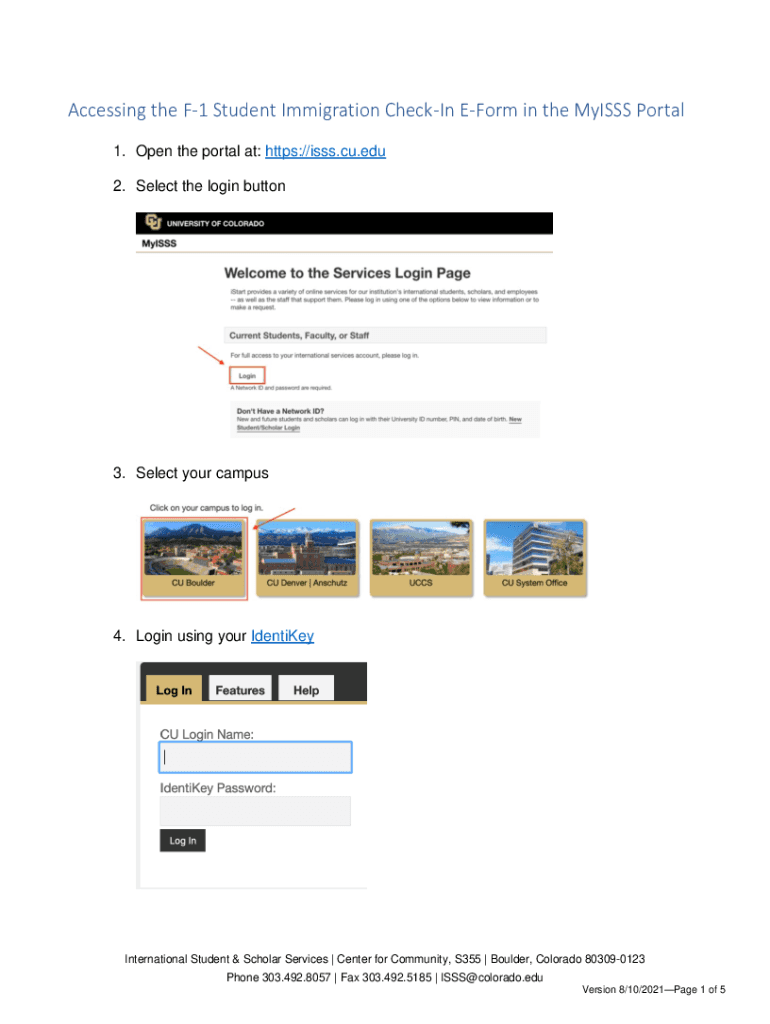 Fillable Online Accessing the F-1 Student Immigration Check-In E-Form ...