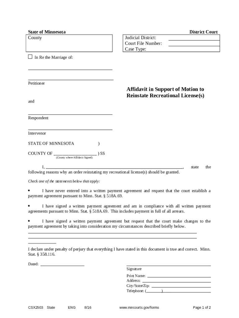 Affidavit In Support Of Motion To Reinstate Drivers License Doc Template pdfFiller Affidavit In Support Of Motion To Reinstate Drivers License Doc Template pdfFiller