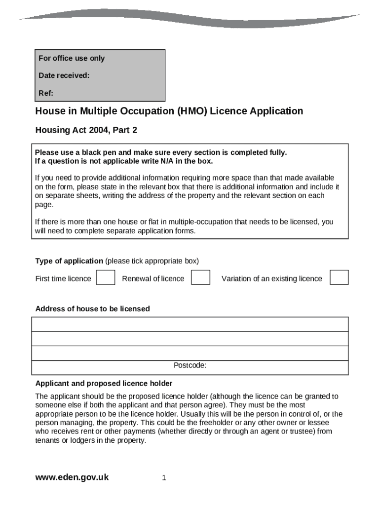 HMO LICENSING A guide for applicants, landlords and Doc Template