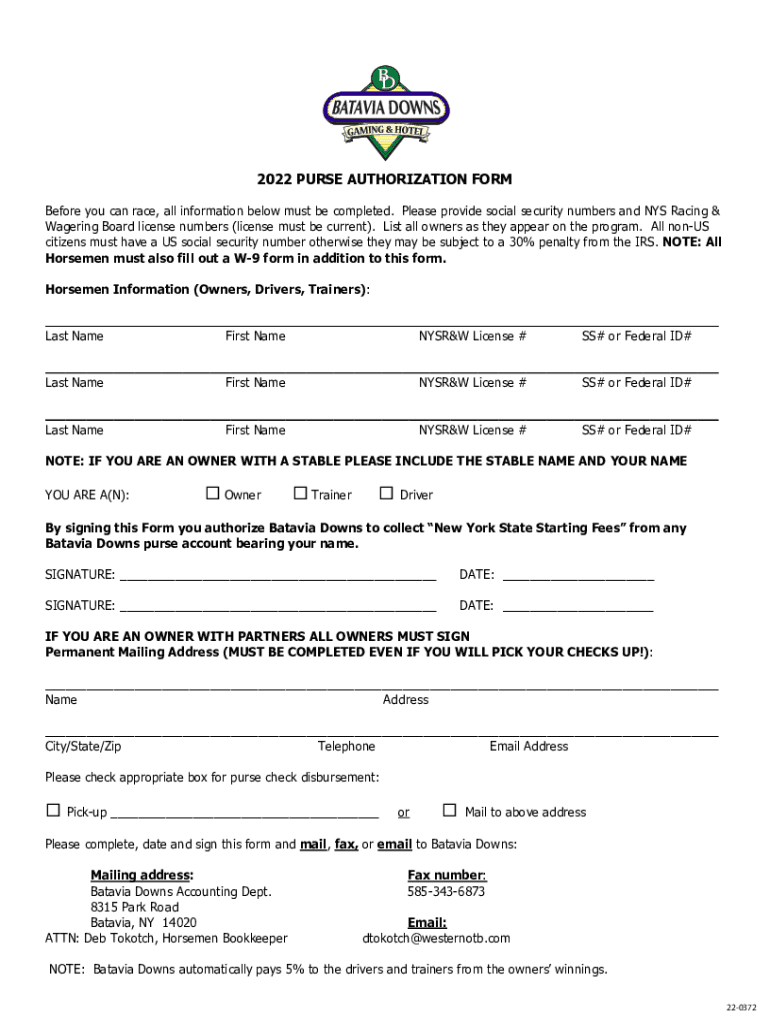 Fillable Online 2023 purse authorization form Fax Email Print - pdfFiller
