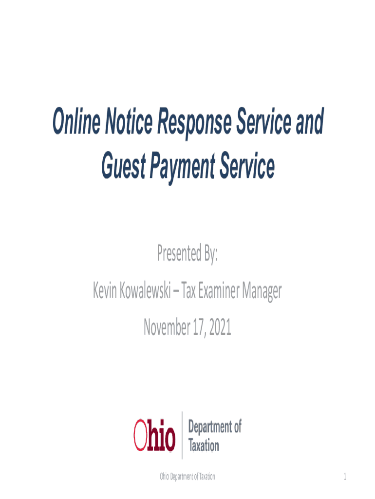 Fillable Online tax ohio Presented By Ohio Department of Taxation Fax