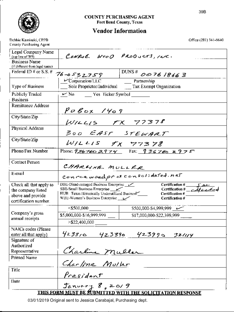 Fillable Online for Fort Bend County BID 15014 Fax Email Print pdfFiller