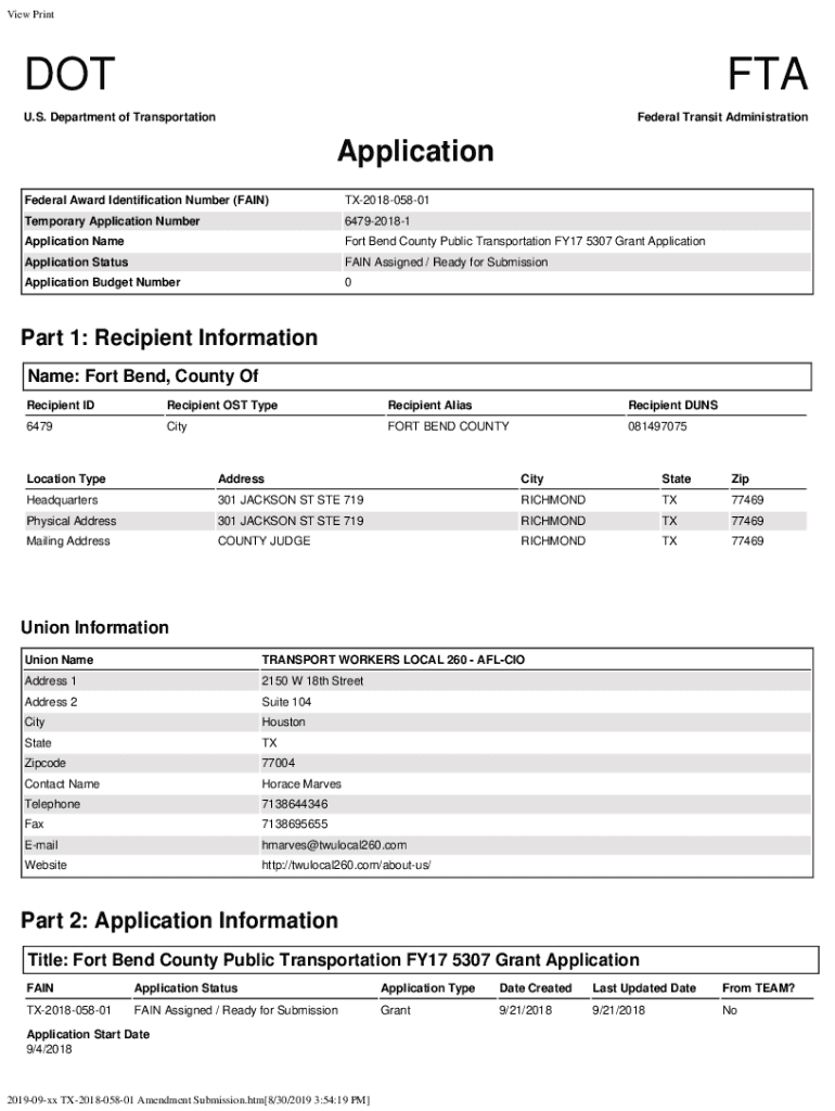Fillable Online Passenger Ferry Grant Program Section 5307FTA Fax