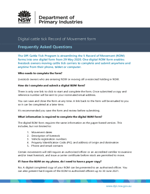Digital cattle tick Record of Movement form