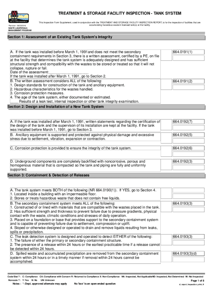 Fillable Online dnr wisconsin Wisconsin DNR Treatment and Storage