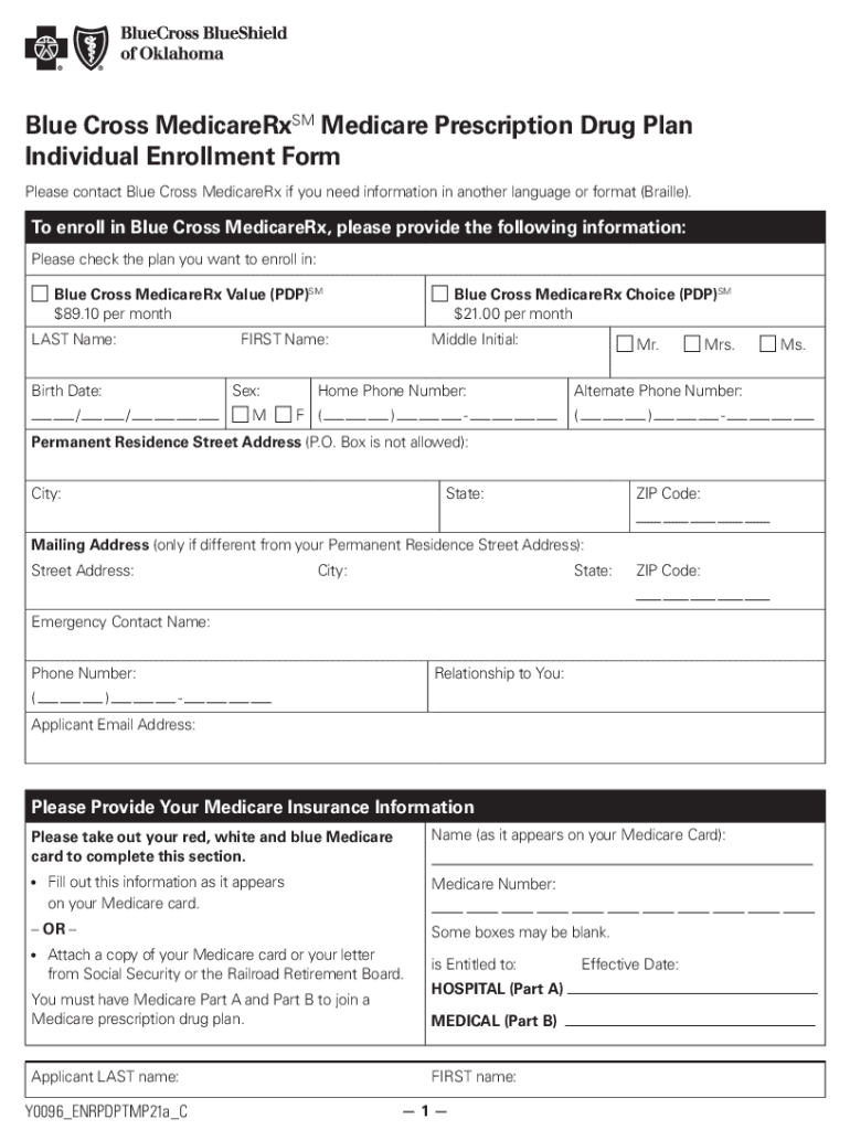 Fillable Online Medicare PDP Enrollment Forms Fax Email Print - pdfFiller
