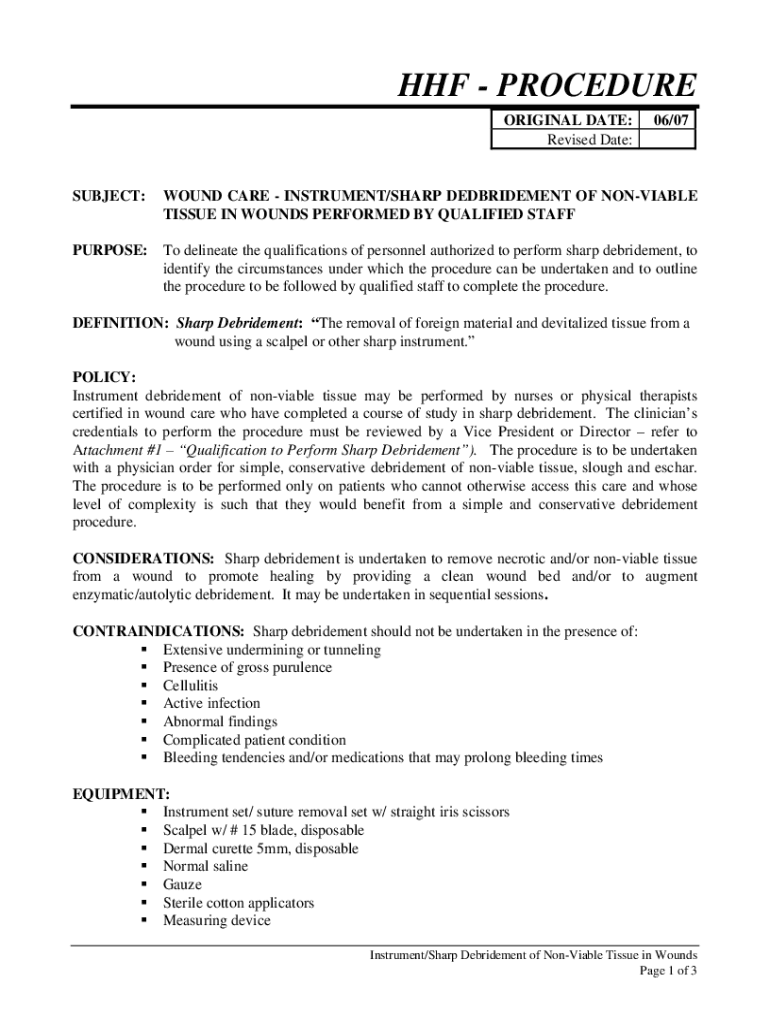 Fillable Online Wound Care Instrument Sharp Debridement of NonViable